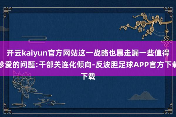 开云kaiyun官方网站这一战略也暴走漏一些值得珍爱的问题:干部关连化倾向-反波胆足球APP官方下载