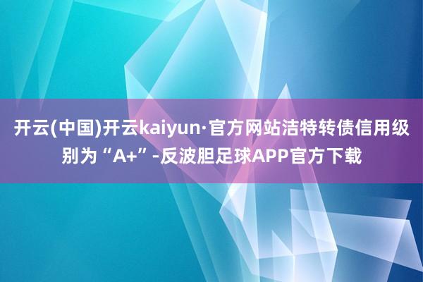 开云(中国)开云kaiyun·官方网站洁特转债信用级别为“A+”-反波胆足球APP官方下载